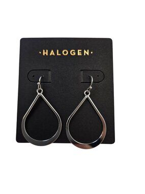 NWT Halogen Silver Tone Tear Drop Earrings